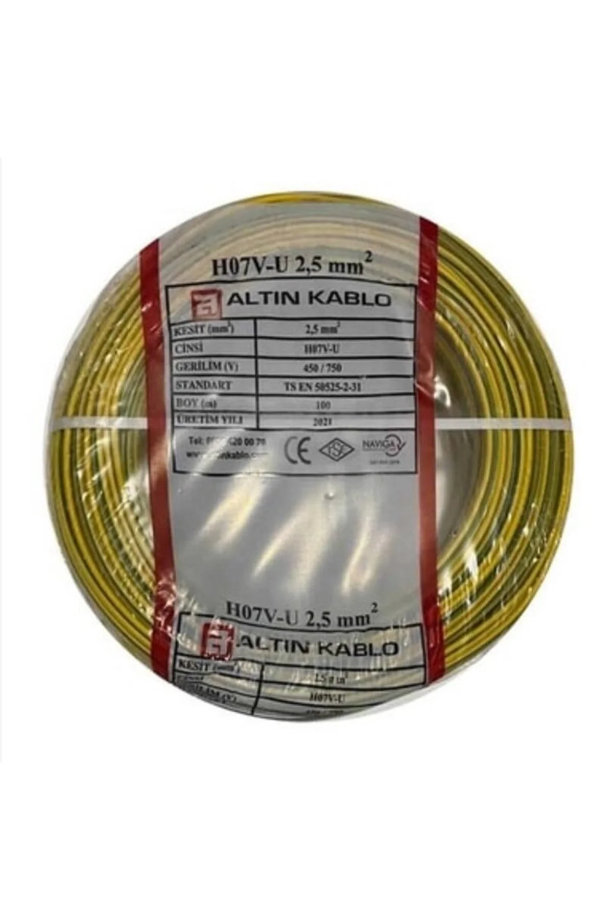 Marka, Nya 2,5mm2 Tekdamar, Bakır,tesisat Kablosu, Sarıyeşil Kablo, H07v-u