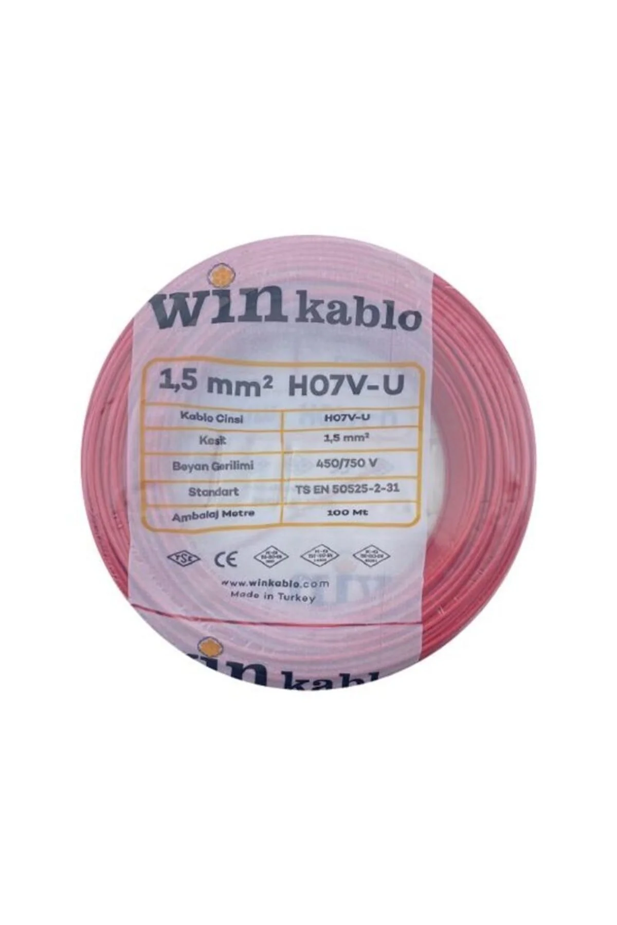 Win 1,5 Nya Kırmızı,h07v-u Bakır Kablo