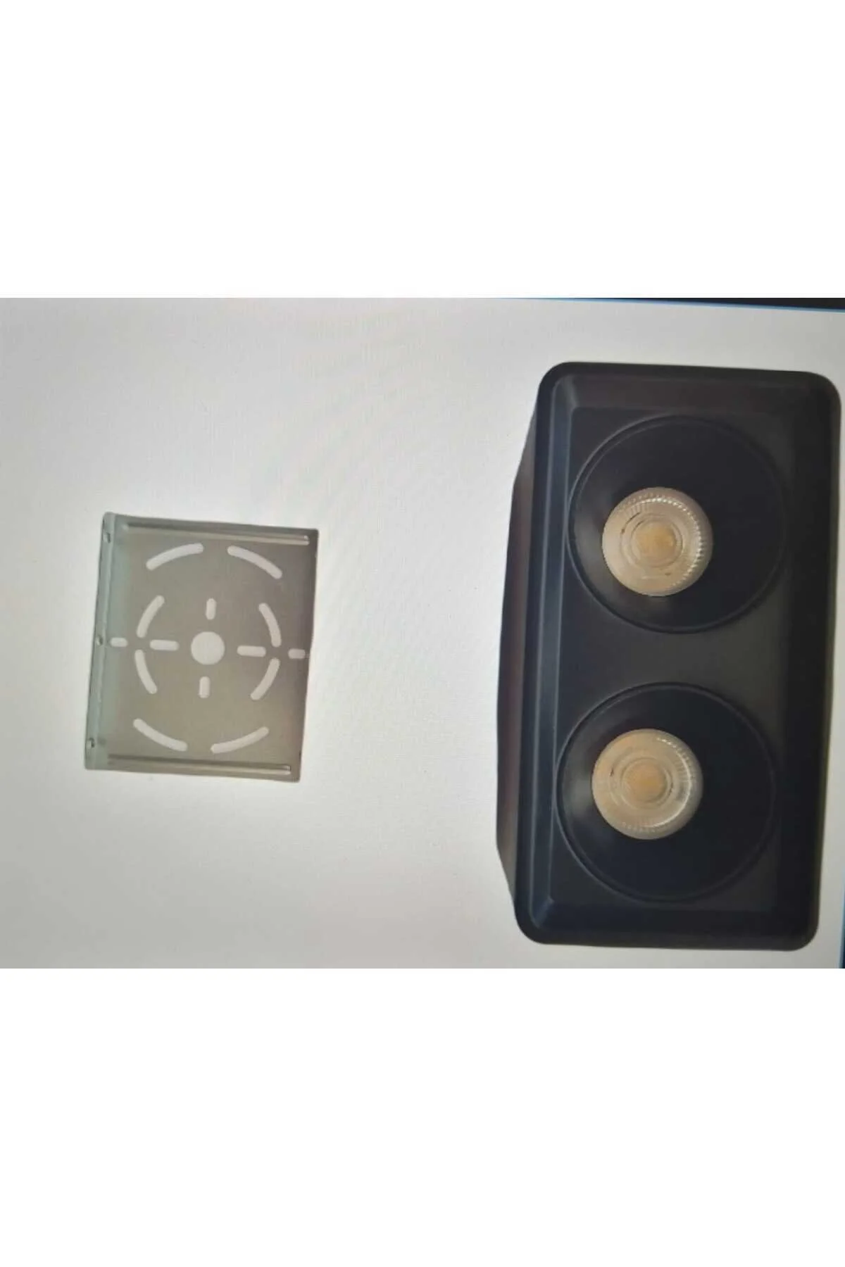 Ikili Kare Sıva Üstü Led Spot 2x7 Watt Günışığı 4000k Spot(metal Mat Siyah,exbxder. 18cmx9cmx10cm )