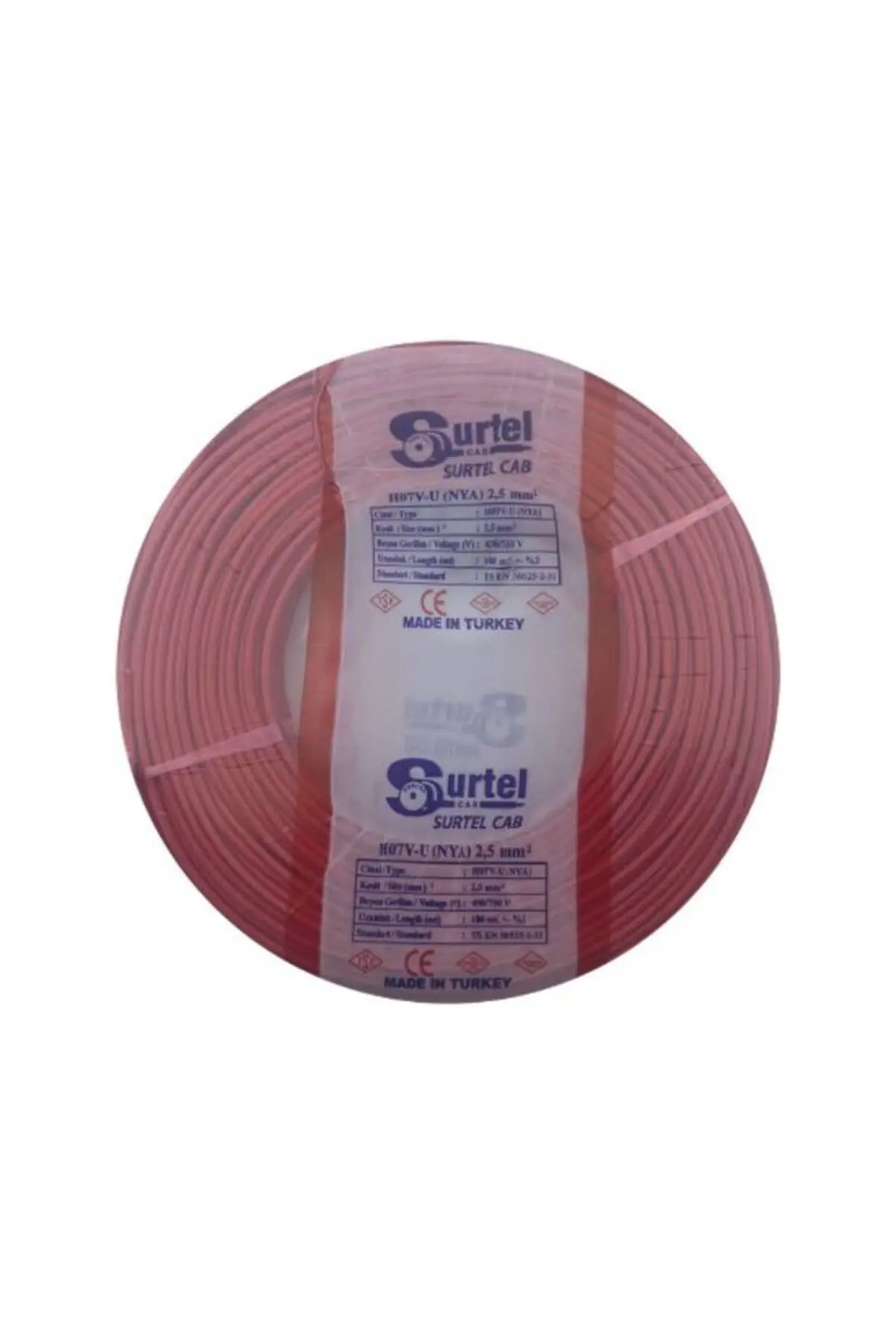 Surtel 2,5mm2 NYA Kablo (Kırmızı) TAM BAKIR 100M.