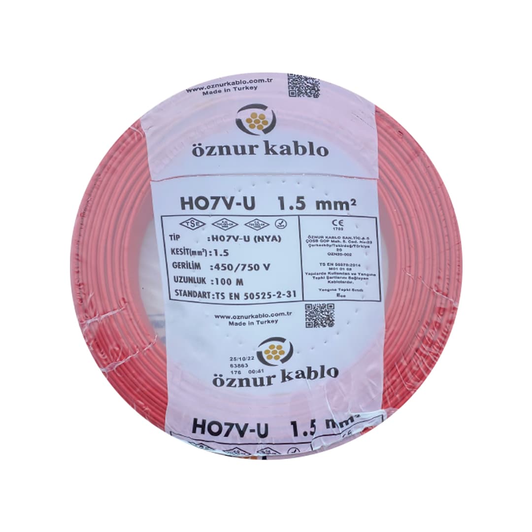 Öznur 1,5 mm² NYA Kablo Kırmızı