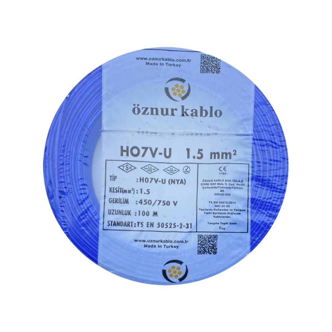 Öznur 1,5 mm² NYA Kablo Mavi