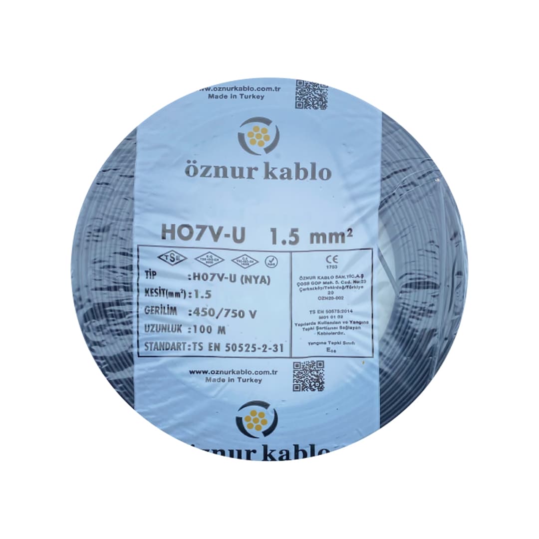 Öznur 1,5 mm² NYA Kablo Siyah