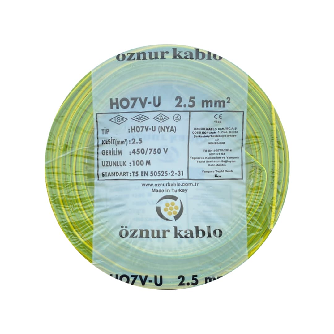 Öznur 2,5 mm² NYA Kablo Sarı-Yeşil